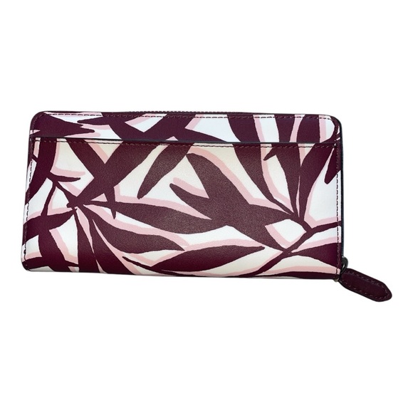 Kate Spade Foliage Large Continental Wallet Merlot Cream Leaf Print - Picture 3 of 4